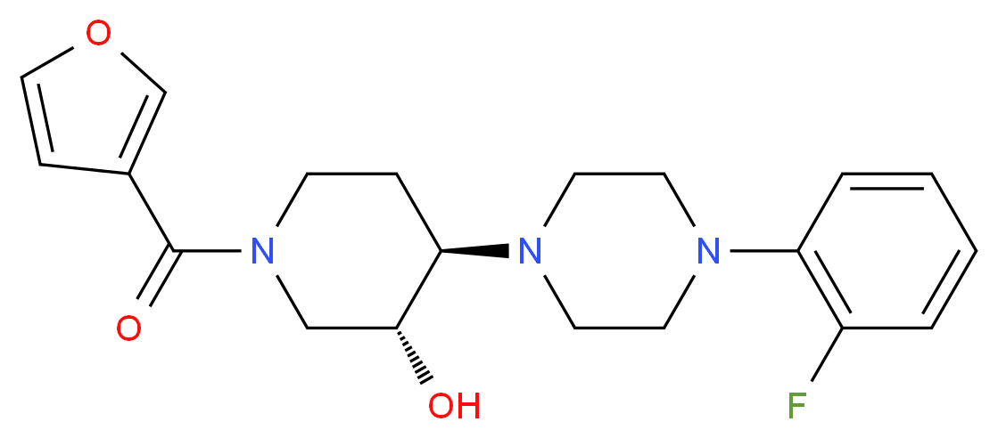 (3R*,4R*)-4-[4-(2-fluorophenyl)-1-piperazinyl]-1-(3-furoyl)-3-piperidinol_分子结构_CAS_)
