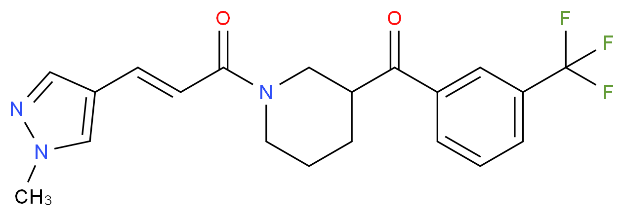 {1-[(2E)-3-(1-methyl-1H-pyrazol-4-yl)-2-propenoyl]-3-piperidinyl}[3-(trifluoromethyl)phenyl]methanone_分子结构_CAS_)
