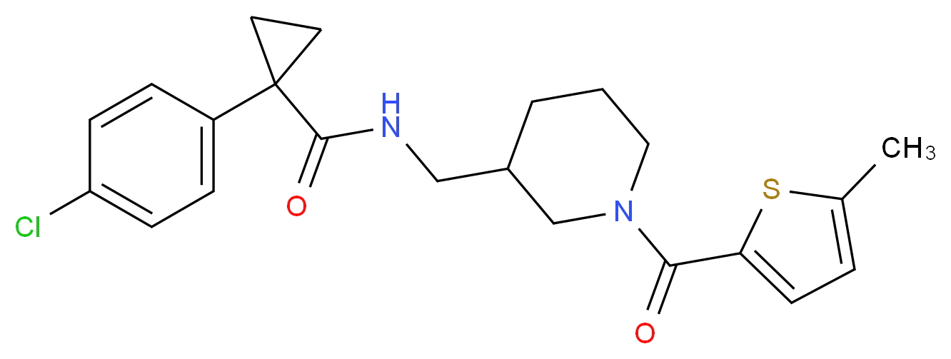 1-(4-chlorophenyl)-N-({1-[(5-methyl-2-thienyl)carbonyl]-3-piperidinyl}methyl)cyclopropanecarboxamide_分子结构_CAS_)