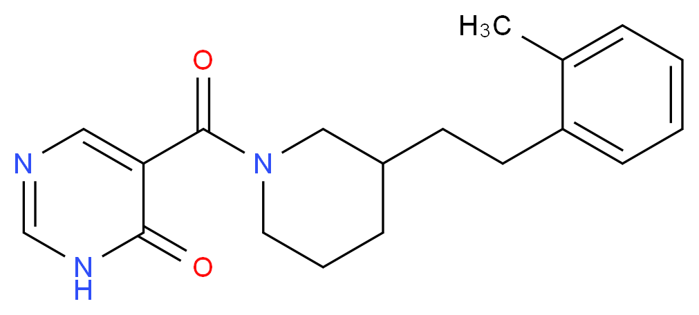 5-({3-[2-(2-methylphenyl)ethyl]-1-piperidinyl}carbonyl)-4(3H)-pyrimidinone_分子结构_CAS_)