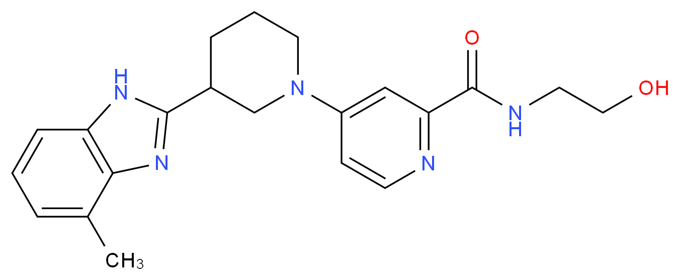 N-(2-hydroxyethyl)-4-[3-(4-methyl-1H-benzimidazol-2-yl)-1-piperidinyl]-2-pyridinecarboxamide_分子结构_CAS_)