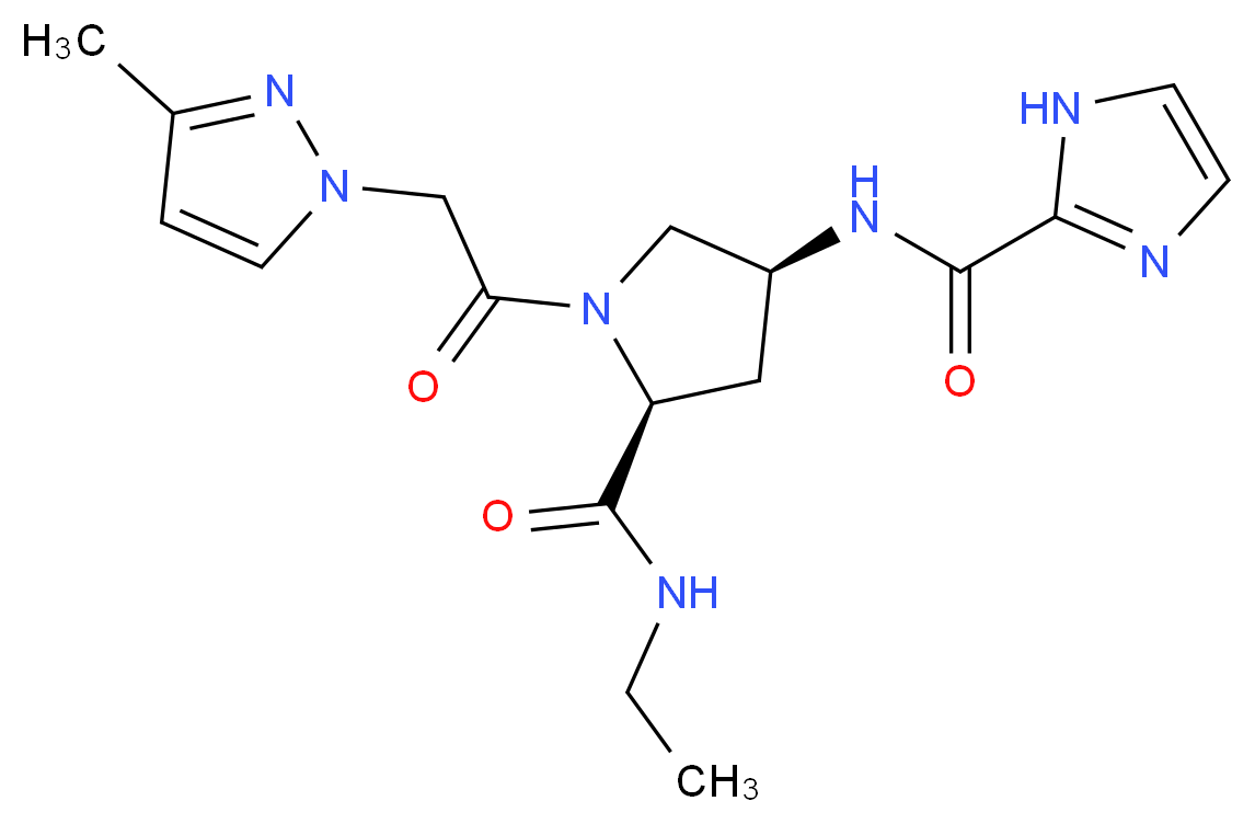 (4S)-N-ethyl-4-[(1H-imidazol-2-ylcarbonyl)amino]-1-[(3-methyl-1H-pyrazol-1-yl)acetyl]-L-prolinamide_分子结构_CAS_)