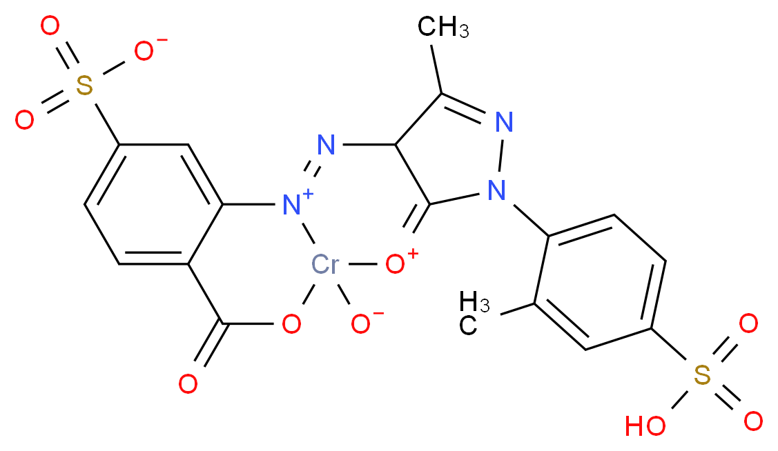 15-methyl-13-(2-methyl-4-sulfophenyl)-8-oxo-4-sulfonato-9,11$l^{4}-dioxa-1$l^{5},13,14,17-tetraaza-10-chromatetracyclo[8.7.0.0^{2,7}.0^{12,16}]heptadeca-1(17),2,4,6,11,14-hexaene-1,11-bis(ylium)-10-olate_分子结构_CAS_10127-05-6