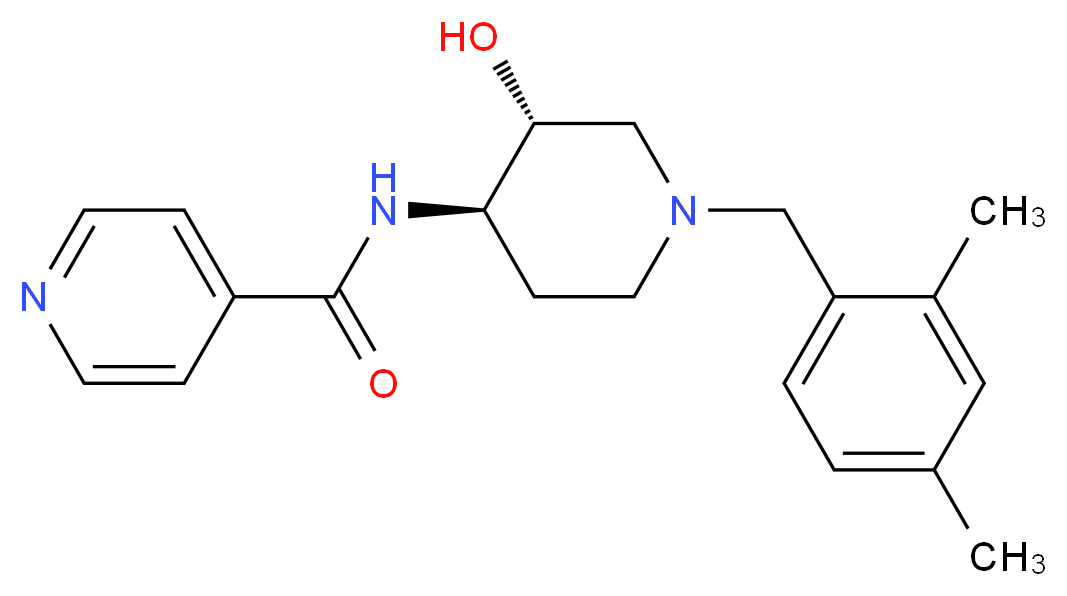 N-[(3R*,4R*)-1-(2,4-dimethylbenzyl)-3-hydroxypiperidin-4-yl]isonicotinamide_分子结构_CAS_)