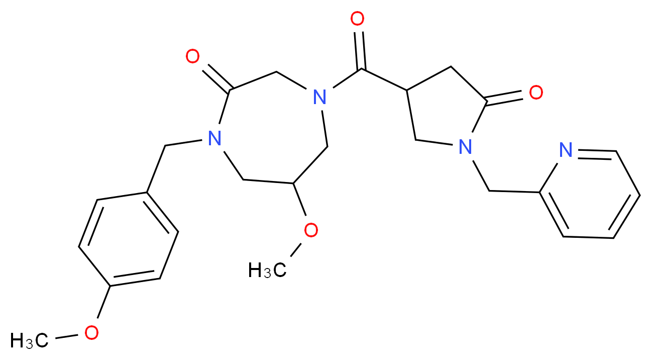 6-methoxy-1-(4-methoxybenzyl)-4-{[5-oxo-1-(2-pyridinylmethyl)-3-pyrrolidinyl]carbonyl}-1,4-diazepan-2-one_分子结构_CAS_)