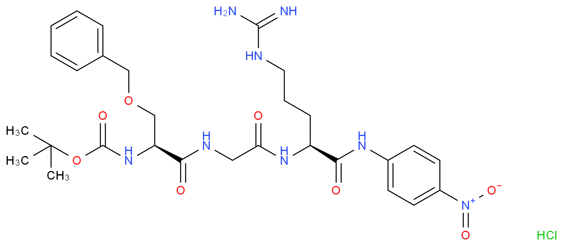 tert-butyl N-[(1S)-2-(benzyloxy)-1-[({[(1S)-4-carbamimidamido-1-[(4-nitrophenyl)carbamoyl]butyl]carbamoyl}methyl)carbamoyl]ethyl]carbamate hydrochloride_分子结构_CAS_71730-93-3