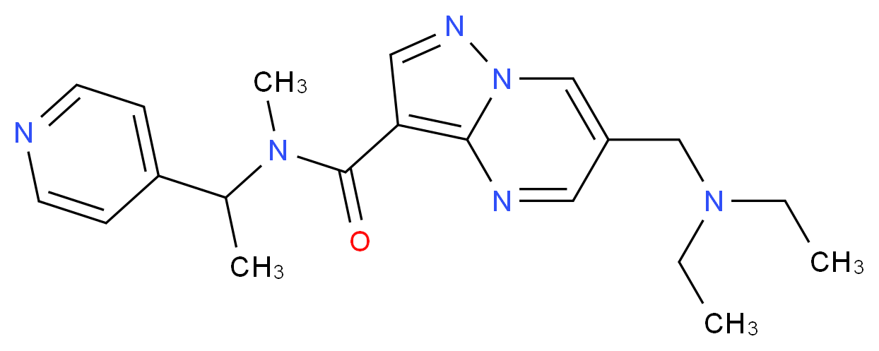 6-[(diethylamino)methyl]-N-methyl-N-(1-pyridin-4-ylethyl)pyrazolo[1,5-a]pyrimidine-3-carboxamide_分子结构_CAS_)