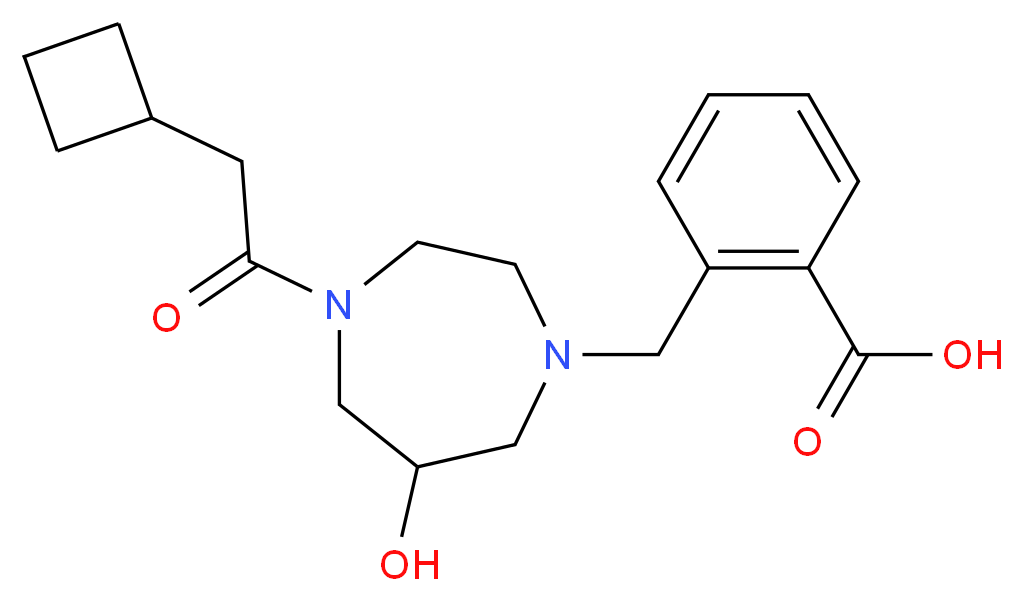 2-{[4-(cyclobutylacetyl)-6-hydroxy-1,4-diazepan-1-yl]methyl}benzoic acid_分子结构_CAS_)