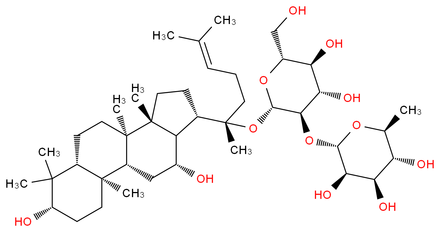 (2S,3R,4R,5R,6S)-2-{[(2S,3R,4S,5S,6R)-2-{[(2S)-2-[(1R,2R,5S,7R,10R,11R,14S,15R,16R)-5,16-dihydroxy-2,6,6,10,11-pentamethyltetracyclo[8.7.0.0<sup>2</sup>,<sup>7</sup>.0<sup>1</sup><sup>1</sup>,<sup>1</sup><sup>5</sup>]heptadecan-14-yl]-6-methylhept-5-en-2-yl]oxy}-4,5-dihydroxy-6-(hydroxymethyl)oxan-3-yl]oxy}-6-methyloxane-3,4,5-triol_分子结构_CAS_1207861-69-5