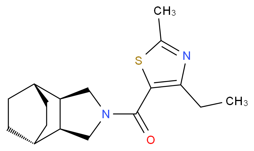 (1R*,2R*,6S*,7S*)-4-[(4-ethyl-2-methyl-1,3-thiazol-5-yl)carbonyl]-4-azatricyclo[5.2.2.0~2,6~]undecane_分子结构_CAS_)
