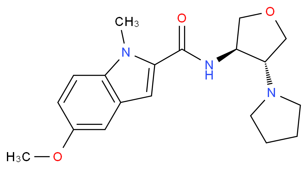 5-methoxy-1-methyl-N-[(3R*,4R*)-4-(1-pyrrolidinyl)tetrahydro-3-furanyl]-1H-indole-2-carboxamide_分子结构_CAS_)