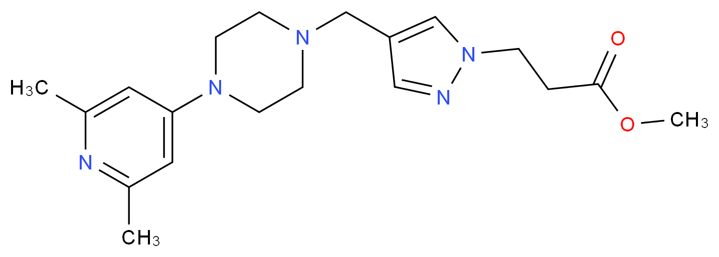 methyl 3-(4-{[4-(2,6-dimethyl-4-pyridinyl)-1-piperazinyl]methyl}-1H-pyrazol-1-yl)propanoate_分子结构_CAS_)