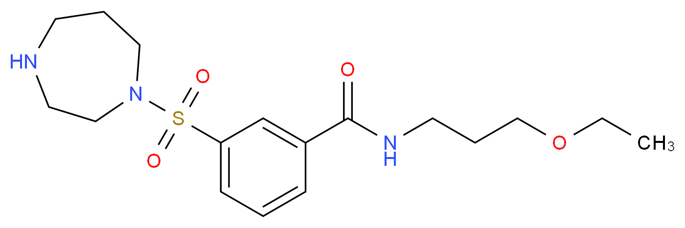 3-(1,4-diazepan-1-ylsulfonyl)-N-(3-ethoxypropyl)benzamide_分子结构_CAS_)