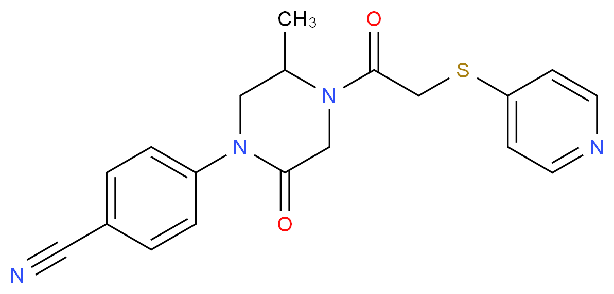 4-{5-methyl-2-oxo-4-[(4-pyridinylthio)acetyl]-1-piperazinyl}benzonitrile_分子结构_CAS_)