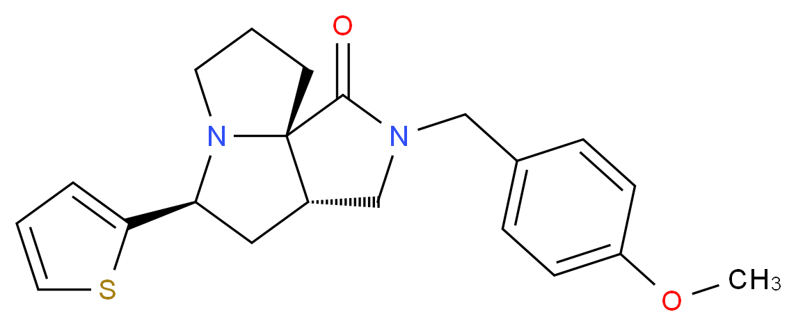 (3aS*,5S*,9aS*)-2-(4-methoxybenzyl)-5-(2-thienyl)hexahydro-7H-pyrrolo[3,4-g]pyrrolizin-1(2H)-one_分子结构_CAS_)