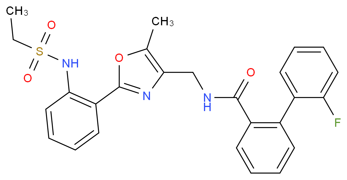 N-[(2-{2-[(ethylsulfonyl)amino]phenyl}-5-methyl-1,3-oxazol-4-yl)methyl]-2'-fluoro-2-biphenylcarboxamide_分子结构_CAS_)