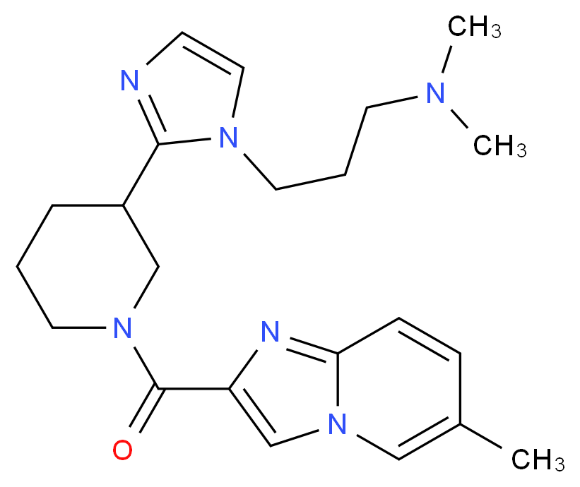 N,N-dimethyl-3-(2-{1-[(6-methylimidazo[1,2-a]pyridin-2-yl)carbonyl]-3-piperidinyl}-1H-imidazol-1-yl)-1-propanamine_分子结构_CAS_)