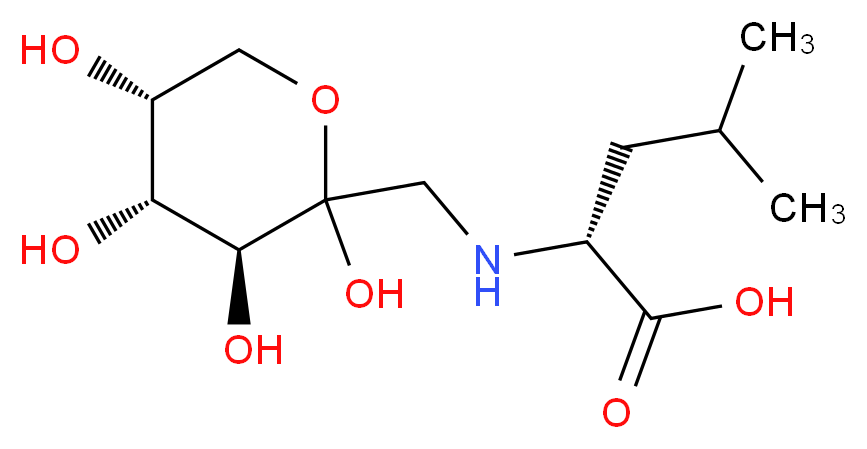 (2R)-4-methyl-2-({[(3S,4R,5R)-2,3,4,5-tetrahydroxyoxan-2-yl]methyl}amino)pentanoic acid_分子结构_CAS_34393-18-5