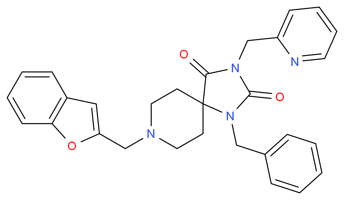 8-(1-benzofuran-2-ylmethyl)-1-benzyl-3-(2-pyridinylmethyl)-1,3,8-triazaspiro[4.5]decane-2,4-dione_分子结构_CAS_)