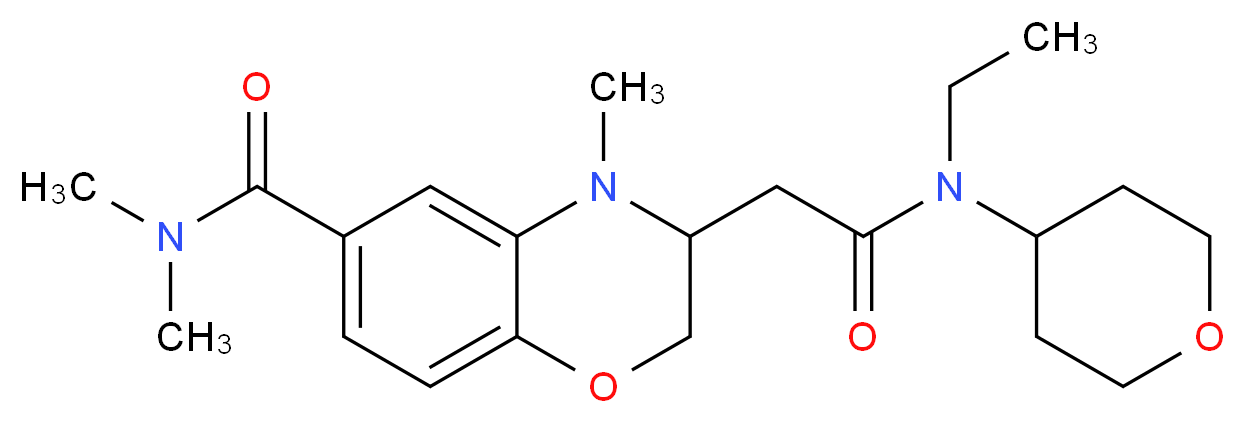 3-{2-[ethyl(tetrahydro-2H-pyran-4-yl)amino]-2-oxoethyl}-N,N,4-trimethyl-3,4-dihydro-2H-1,4-benzoxazine-6-carboxamide_分子结构_CAS_)
