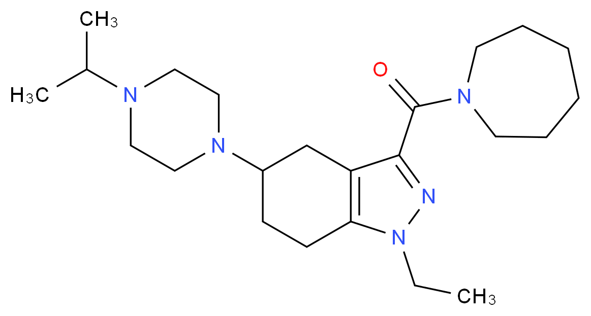 3-(1-azepanylcarbonyl)-1-ethyl-5-(4-isopropyl-1-piperazinyl)-4,5,6,7-tetrahydro-1H-indazole_分子结构_CAS_)