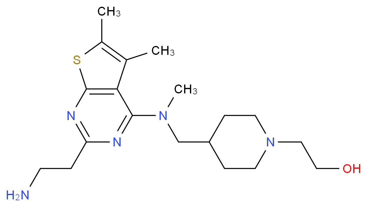 2-(4-{[[2-(2-aminoethyl)-5,6-dimethylthieno[2,3-d]pyrimidin-4-yl](methyl)amino]methyl}piperidin-1-yl)ethanol_分子结构_CAS_)