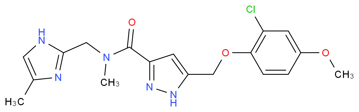 5-[(2-chloro-4-methoxyphenoxy)methyl]-N-methyl-N-[(4-methyl-1H-imidazol-2-yl)methyl]-1H-pyrazole-3-carboxamide_分子结构_CAS_)