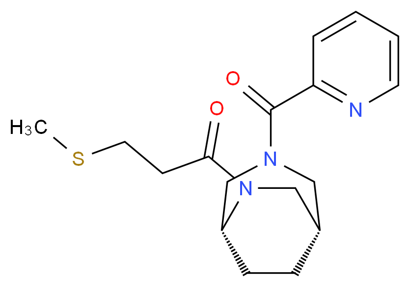 (1S*,5R*)-6-[3-(methylthio)propanoyl]-3-(2-pyridinylcarbonyl)-3,6-diazabicyclo[3.2.2]nonane_分子结构_CAS_)