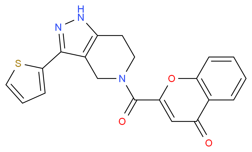 2-{[3-(2-thienyl)-1,4,6,7-tetrahydro-5H-pyrazolo[4,3-c]pyridin-5-yl]carbonyl}-4H-chromen-4-one_分子结构_CAS_)