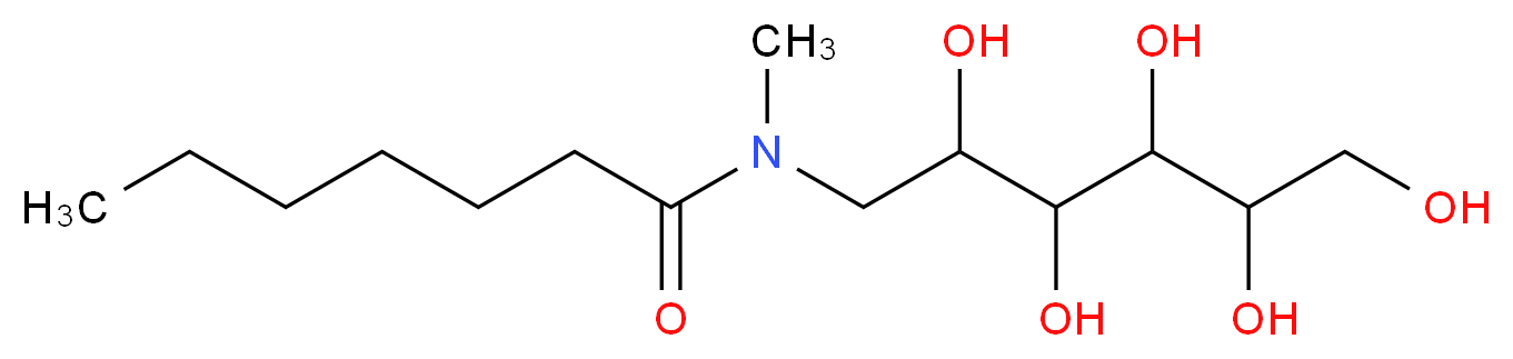 N-methyl-N-(2,3,4,5,6-pentahydroxyhexyl)heptanamide_分子结构_CAS_101397-87-9