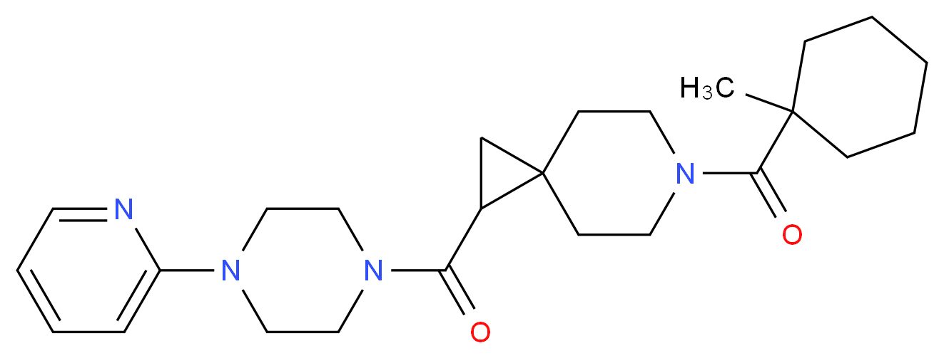 6-[(1-methylcyclohexyl)carbonyl]-1-{[4-(2-pyridinyl)-1-piperazinyl]carbonyl}-6-azaspiro[2.5]octane_分子结构_CAS_)
