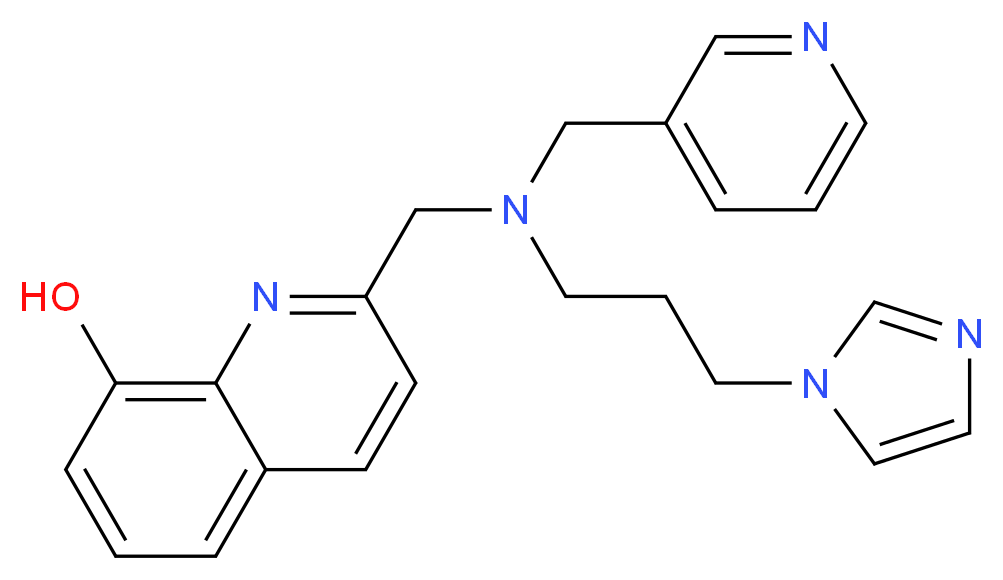 2-{[[3-(1H-imidazol-1-yl)propyl](pyridin-3-ylmethyl)amino]methyl}quinolin-8-ol_分子结构_CAS_)