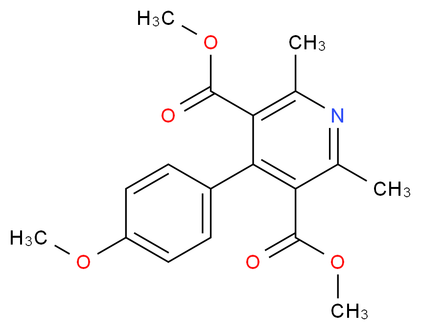 3,5-dimethyl 4-(4-methoxyphenyl)-2,6-dimethylpyridine-3,5-dicarboxylate_分子结构_CAS_119789-09-2