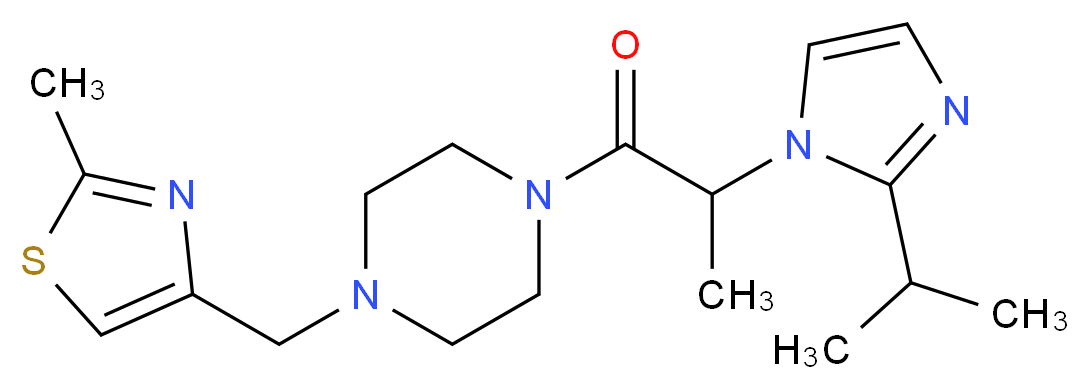 1-[2-(2-isopropyl-1H-imidazol-1-yl)propanoyl]-4-[(2-methyl-1,3-thiazol-4-yl)methyl]piperazine_分子结构_CAS_)