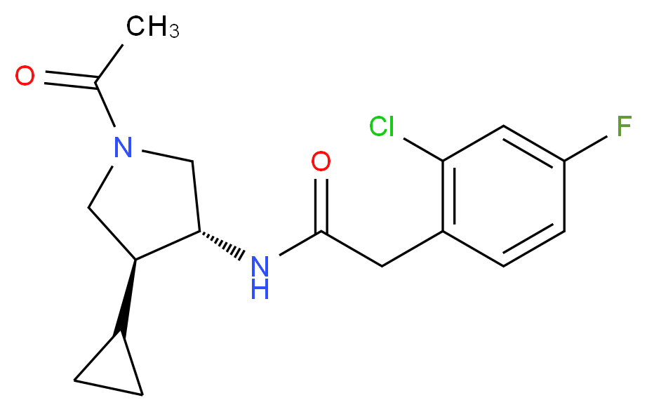 N-[(3R*,4S*)-1-acetyl-4-cyclopropylpyrrolidin-3-yl]-2-(2-chloro-4-fluorophenyl)acetamide_分子结构_CAS_)