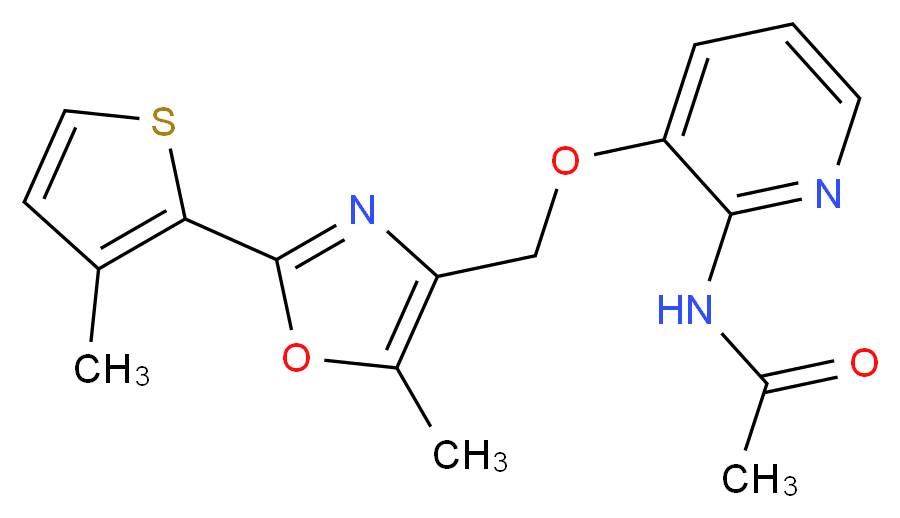 N-(3-{[5-methyl-2-(3-methyl-2-thienyl)-1,3-oxazol-4-yl]methoxy}pyridin-2-yl)acetamide_分子结构_CAS_)