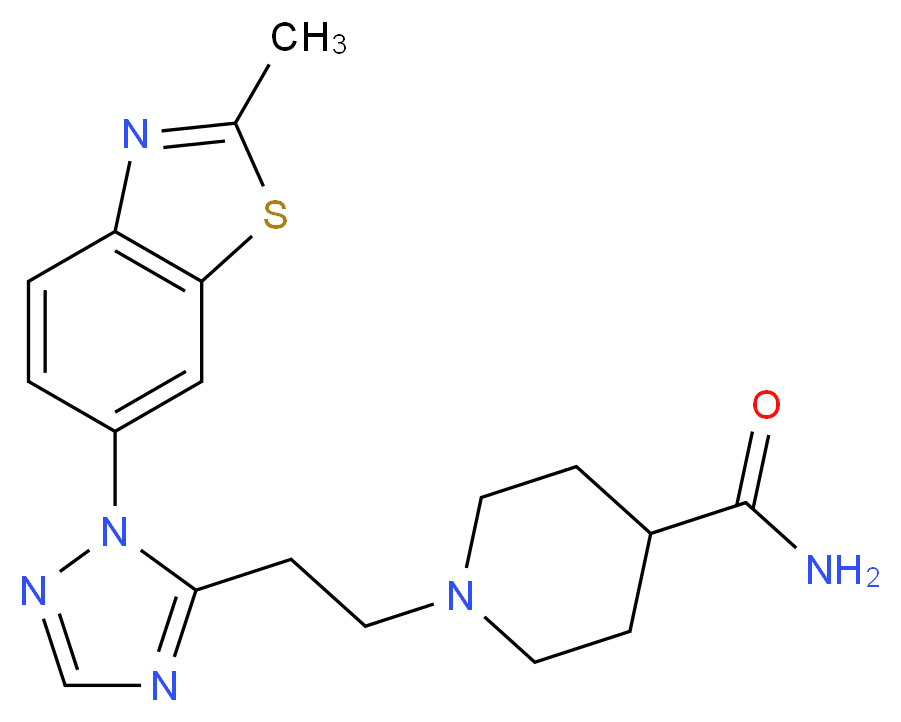 1-{2-[1-(2-methyl-1,3-benzothiazol-6-yl)-1H-1,2,4-triazol-5-yl]ethyl}piperidine-4-carboxamide_分子结构_CAS_)