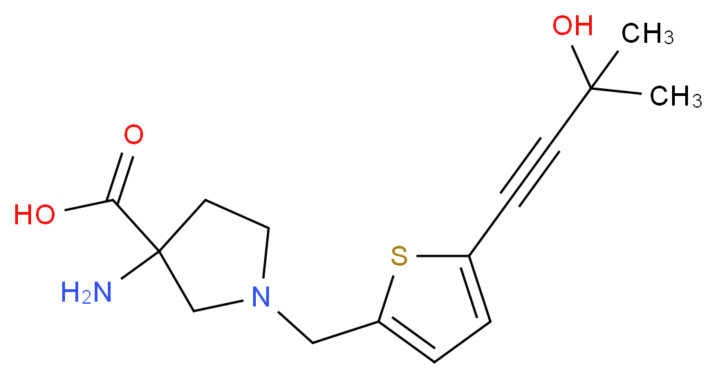 3-amino-1-{[5-(3-hydroxy-3-methylbut-1-yn-1-yl)-2-thienyl]methyl}pyrrolidine-3-carboxylic acid_分子结构_CAS_)