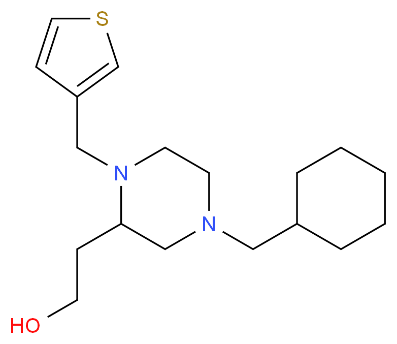 2-[4-(cyclohexylmethyl)-1-(3-thienylmethyl)-2-piperazinyl]ethanol_分子结构_CAS_)