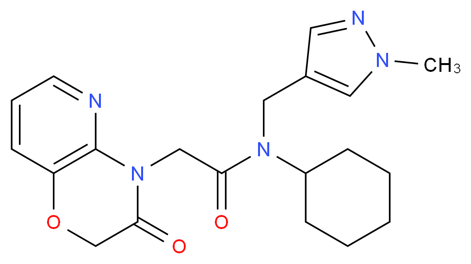 N-cyclohexyl-N-[(1-methyl-1H-pyrazol-4-yl)methyl]-2-(3-oxo-2,3-dihydro-4H-pyrido[3,2-b][1,4]oxazin-4-yl)acetamide_分子结构_CAS_)