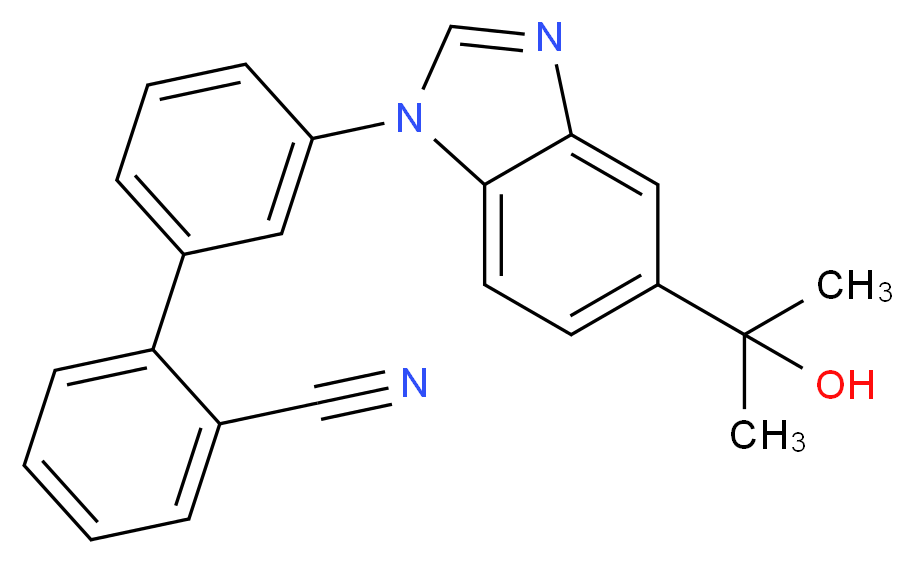 2-{3-[5-(2-hydroxypropan-2-yl)-1H-1,3-benzodiazol-1-yl]phenyl}benzonitrile_分子结构_CAS_951650-22-9