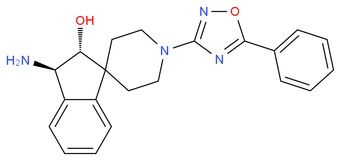 (2R*,3R*)-3-amino-1'-(5-phenyl-1,2,4-oxadiazol-3-yl)-2,3-dihydrospiro[indene-1,4'-piperidin]-2-ol_分子结构_CAS_)