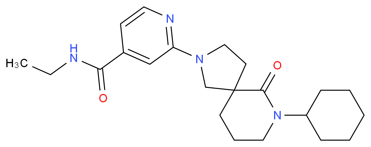 2-(7-cyclohexyl-6-oxo-2,7-diazaspiro[4.5]dec-2-yl)-N-ethylisonicotinamide_分子结构_CAS_)