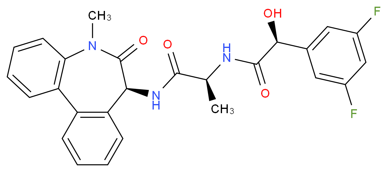 (2S)-2-[(2S)-2-(3,5-difluorophenyl)-2-hydroxyacetamido]-N-[(10S)-8-methyl-9-oxo-8-azatricyclo[9.4.0.0^{2,7}]pentadeca-1(11),2(7),3,5,12,14-hexaen-10-yl]propanamide_分子结构_CAS_209984-57-6