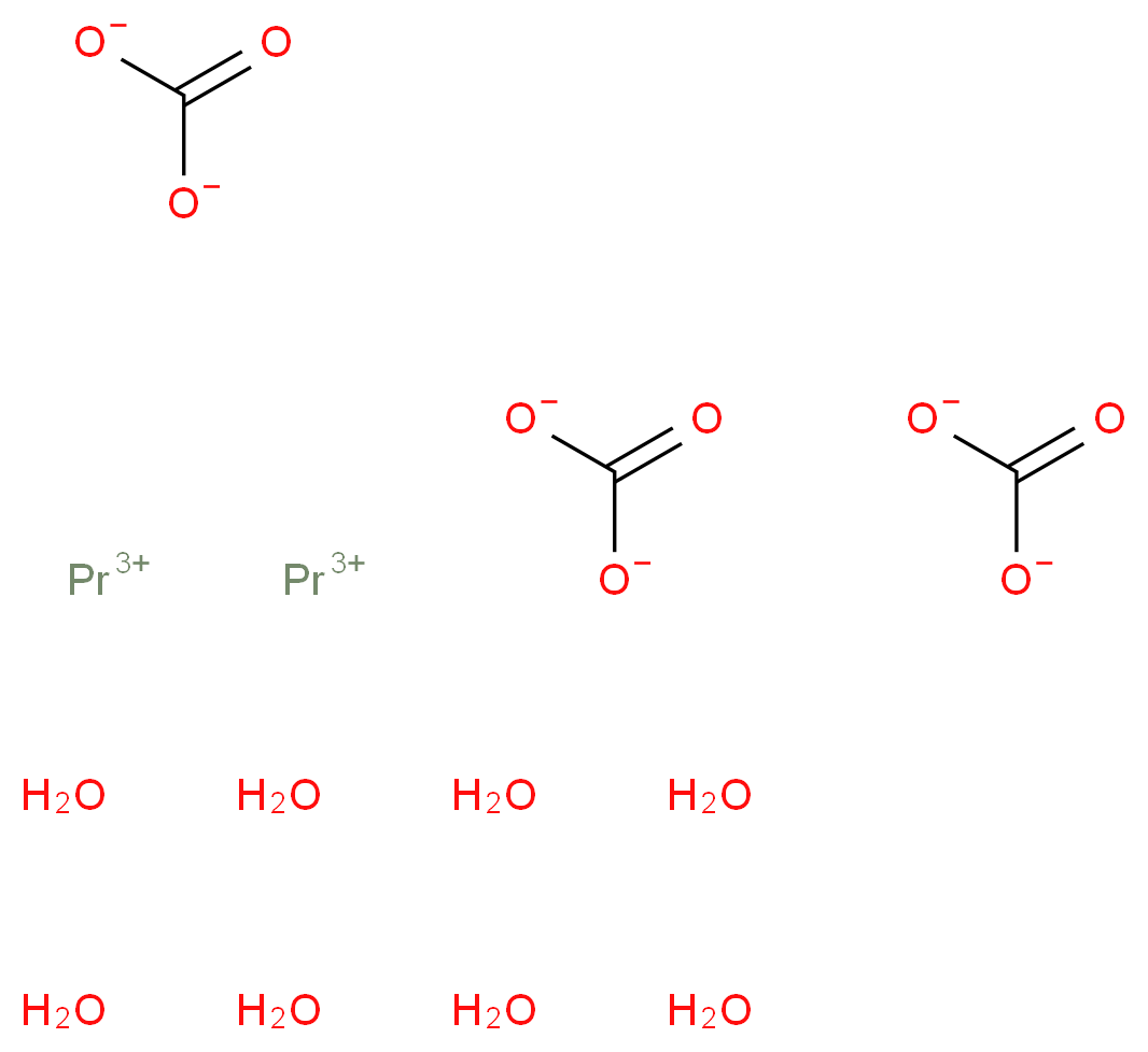 dipraseodymium(3+) ion octahydrate tricarbonate_分子结构_CAS_14948-62-0