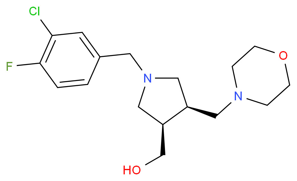 [(3R*,4S*)-1-(3-chloro-4-fluorobenzyl)-4-(morpholin-4-ylmethyl)pyrrolidin-3-yl]methanol_分子结构_CAS_)