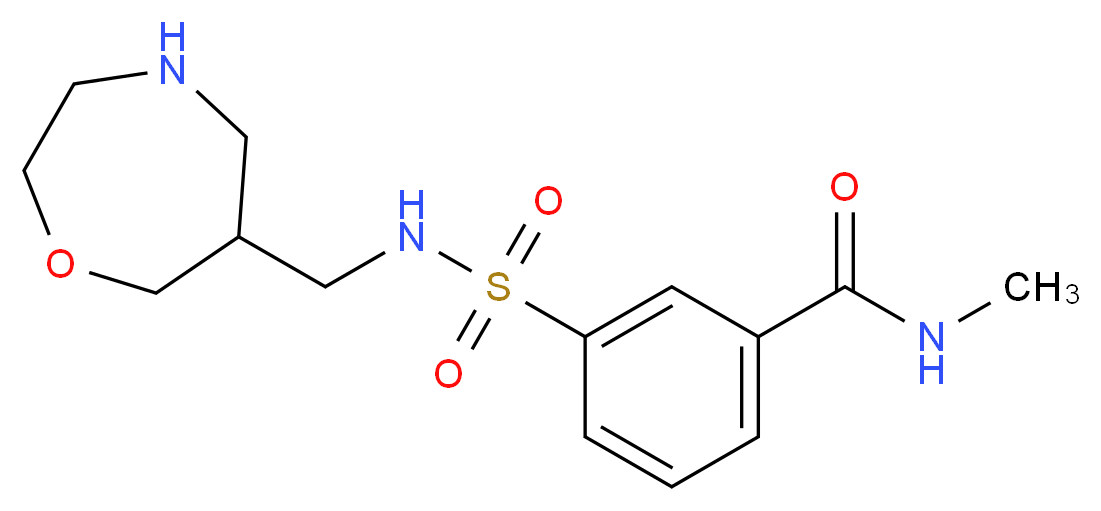 N-methyl-3-{[(1,4-oxazepan-6-ylmethyl)amino]sulfonyl}benzamide_分子结构_CAS_)