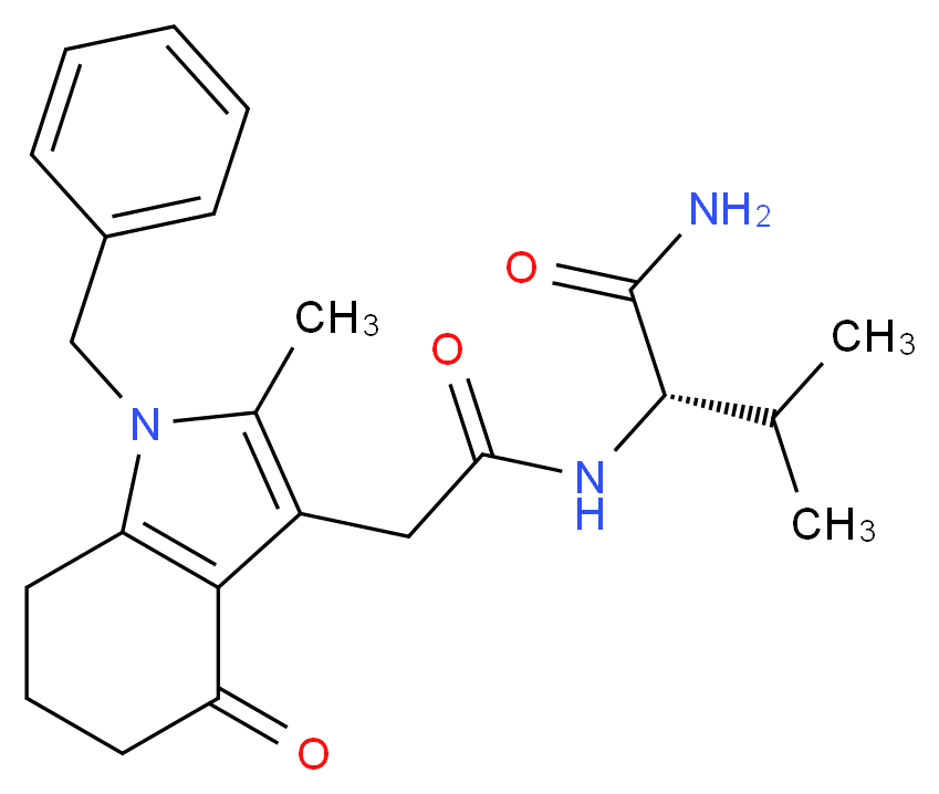 N~2~-[(1-benzyl-2-methyl-4-oxo-4,5,6,7-tetrahydro-1H-indol-3-yl)acetyl]-L-valinamide_分子结构_CAS_)