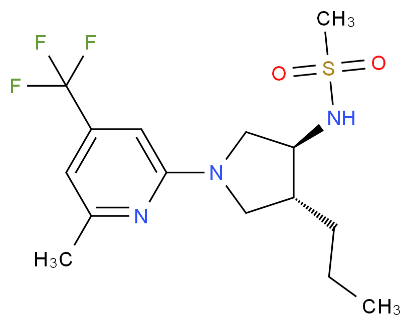 N-{(3S*,4R*)-1-[6-methyl-4-(trifluoromethyl)-2-pyridinyl]-4-propyl-3-pyrrolidinyl}methanesulfonamide_分子结构_CAS_)