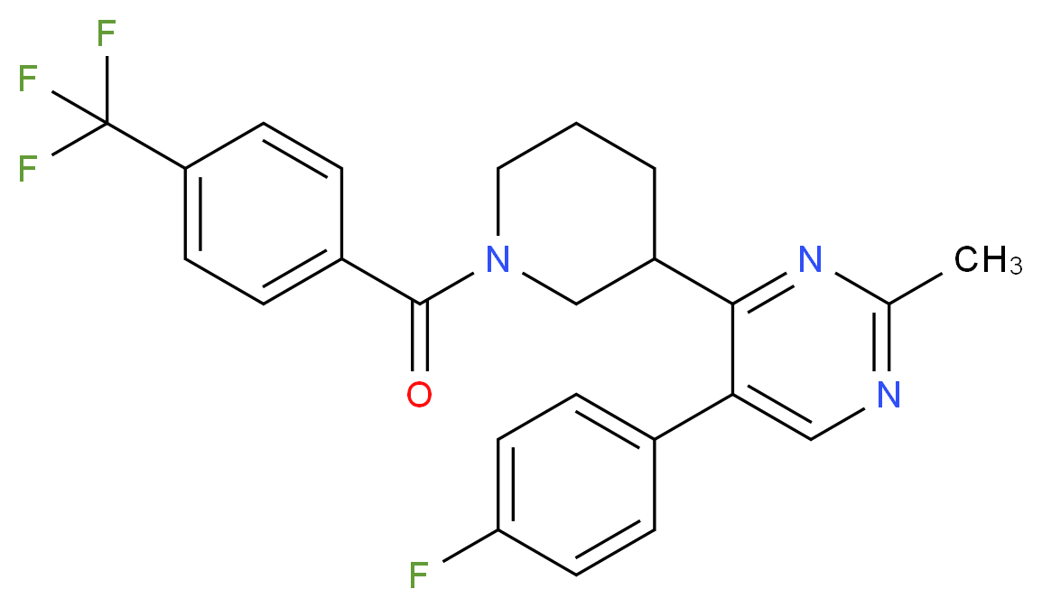 5-(4-fluorophenyl)-2-methyl-4-{1-[4-(trifluoromethyl)benzoyl]-3-piperidinyl}pyrimidine_分子结构_CAS_)